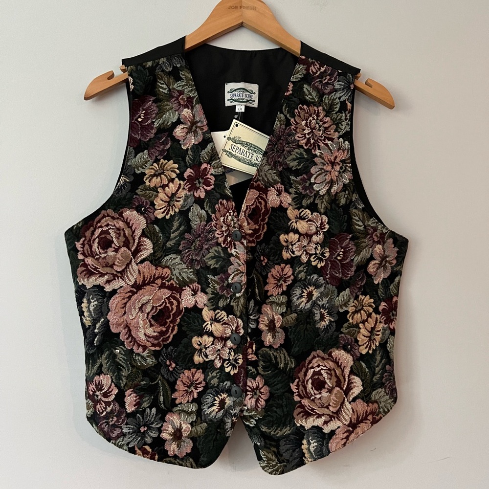 Separate Scene Vintage Floral Tapestry Vest | Women’s Large NWT NOS